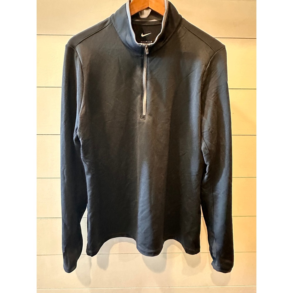 Nike Womens Black Quarter Zip Pullover Long Sleeve Performance Top Large